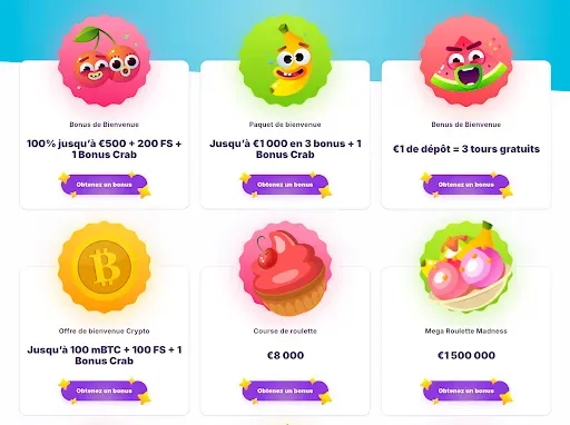 Bonusové možnosti v Nomini Casino s veselými ovocnými postavičkami a atraktívnymi ponukami